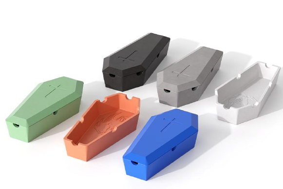 CoffinCast AshVault – Gothic Concrete Ashtray by Squircle Decor