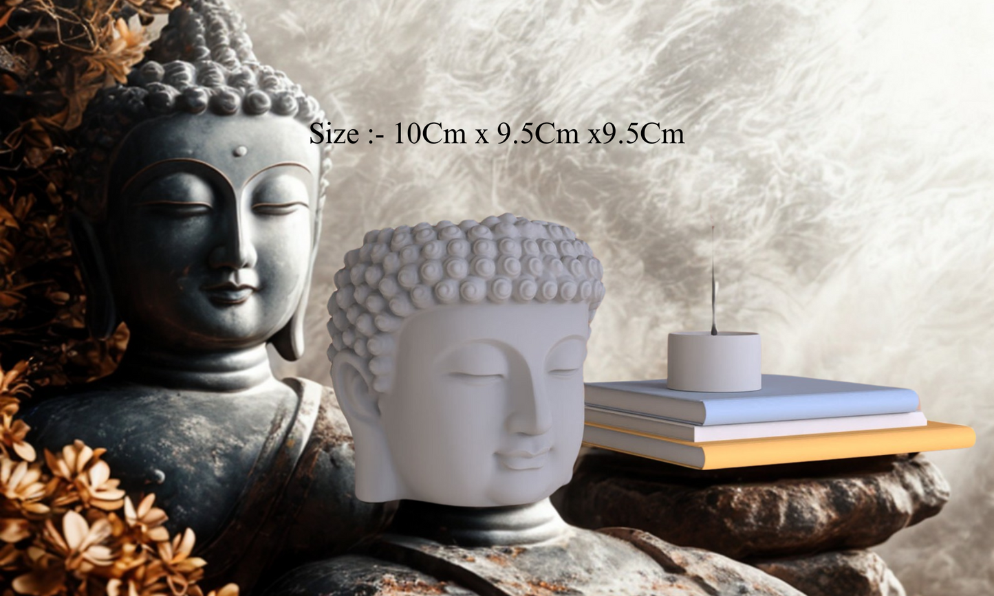 ZenBloom Buddha Head Planter – Spiritual Concrete Pot by Squircle Decor