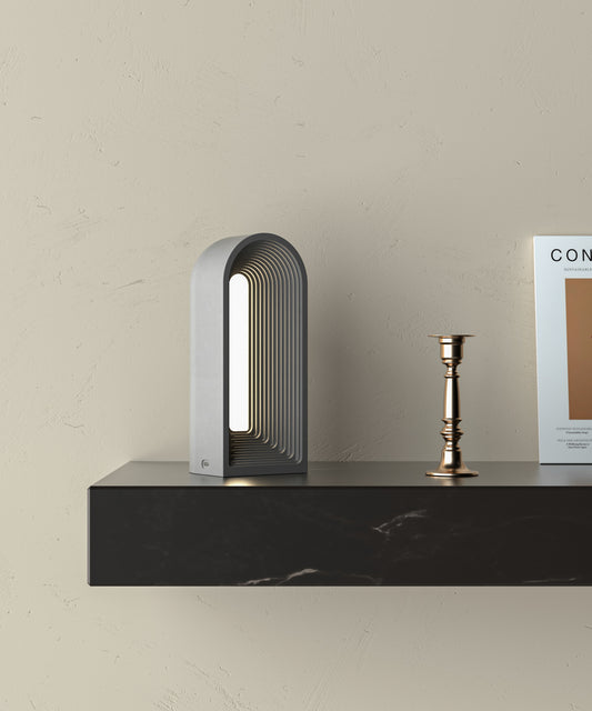 Fade Table Lamp – Modern Concrete LED Light by Squircle Decor