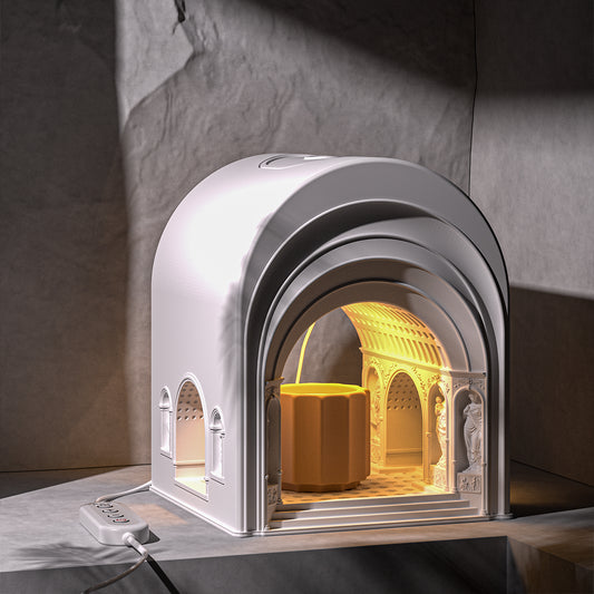 Creation of Temple Candle Warmer Lamp – Compact Gypsum Fragrance Light by Squircle Decor