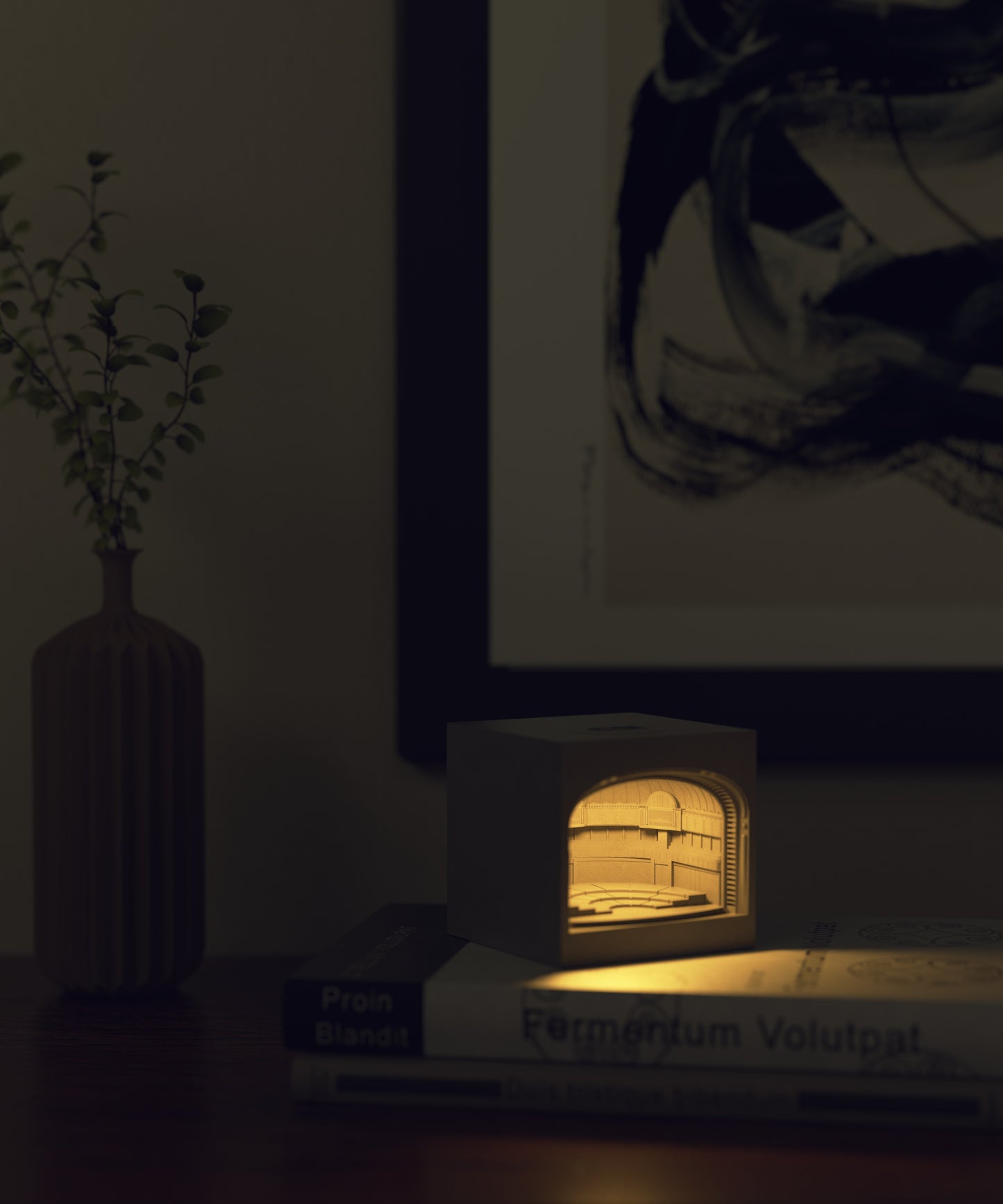 Theatre Table Lamp – Compact Concrete Light by Squircle Decor