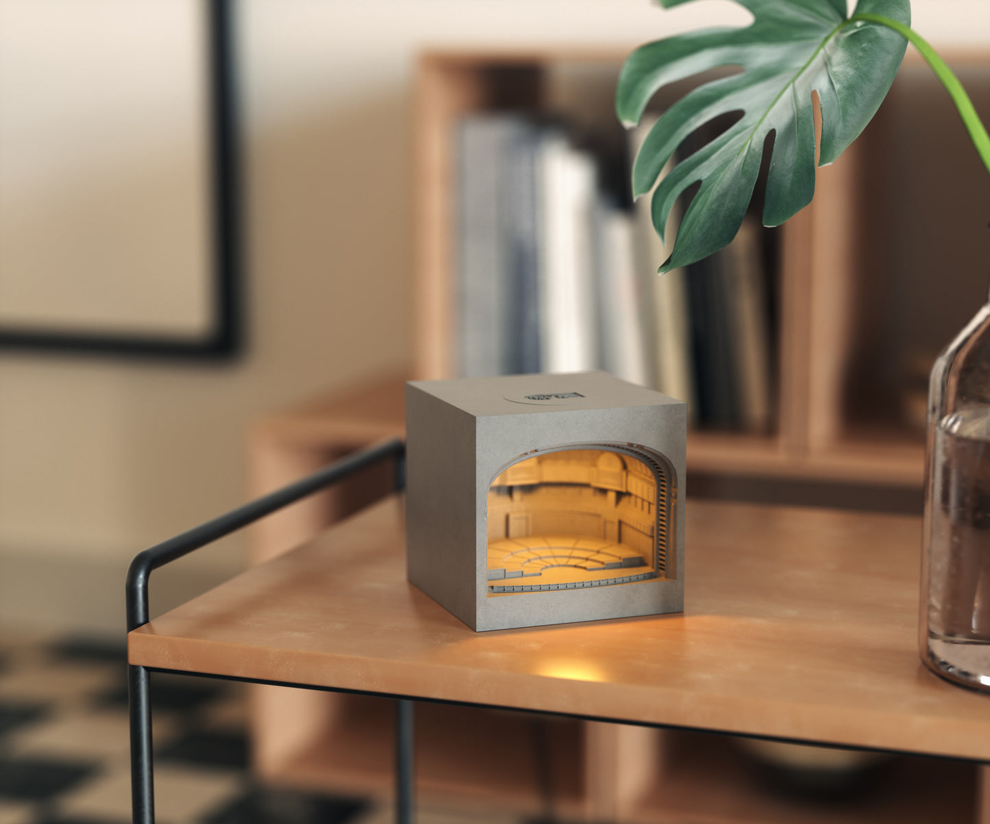 Theatre Table Lamp – Compact Concrete Light by Squircle Decor