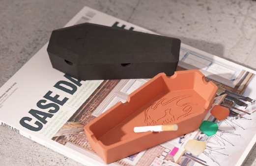 CoffinCast AshVault – Gothic Concrete Ashtray by Squircle Decor