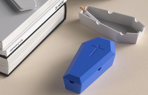 CoffinCast AshVault – Gothic Concrete Ashtray by Squircle Decor