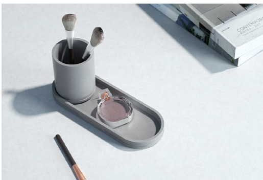 Round & Square Pen Holder Set – Concrete Desk Duo by Squircle Decor