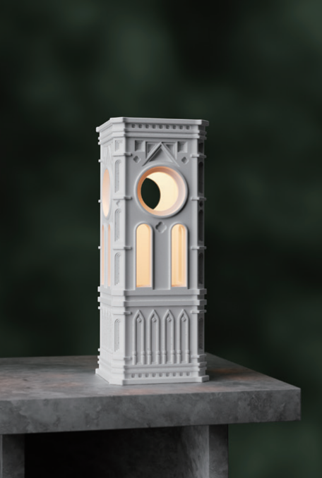 Square Church Table Lamp – Concrete & Glass Light by Squircle Decor