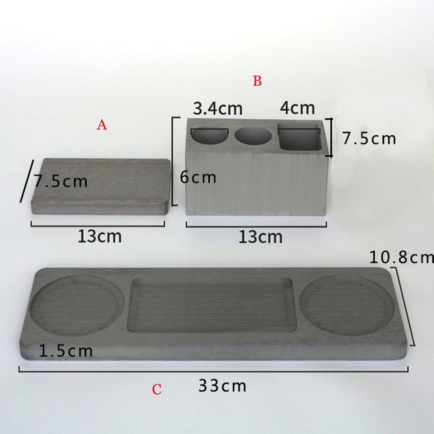 StoneSet Concrete Bathroom Tray – Minimalist Vanity Organizer by Squircle Decor