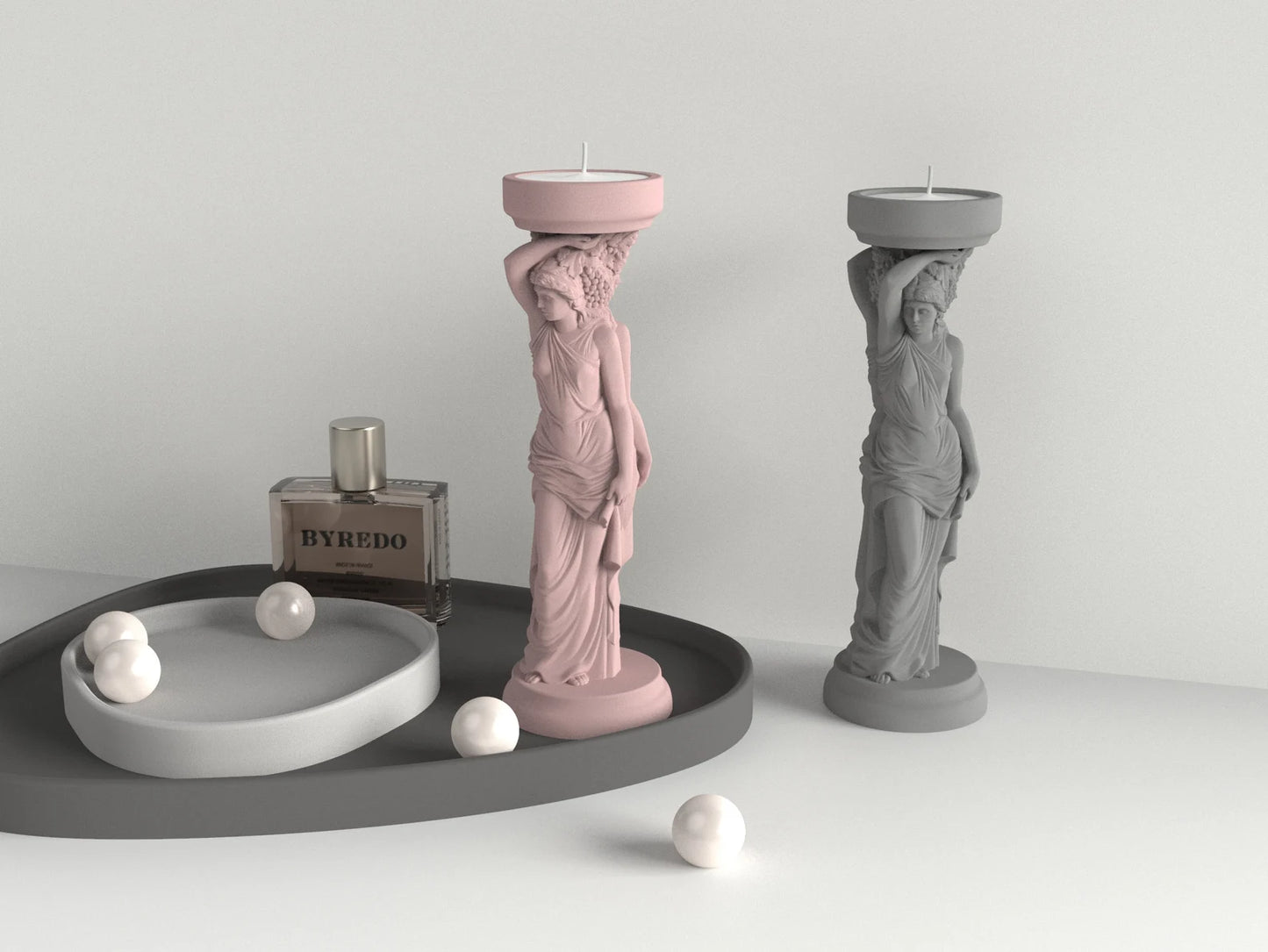 Goddess of Light – Sculptural Concrete Candle Holder by Squircle Decor