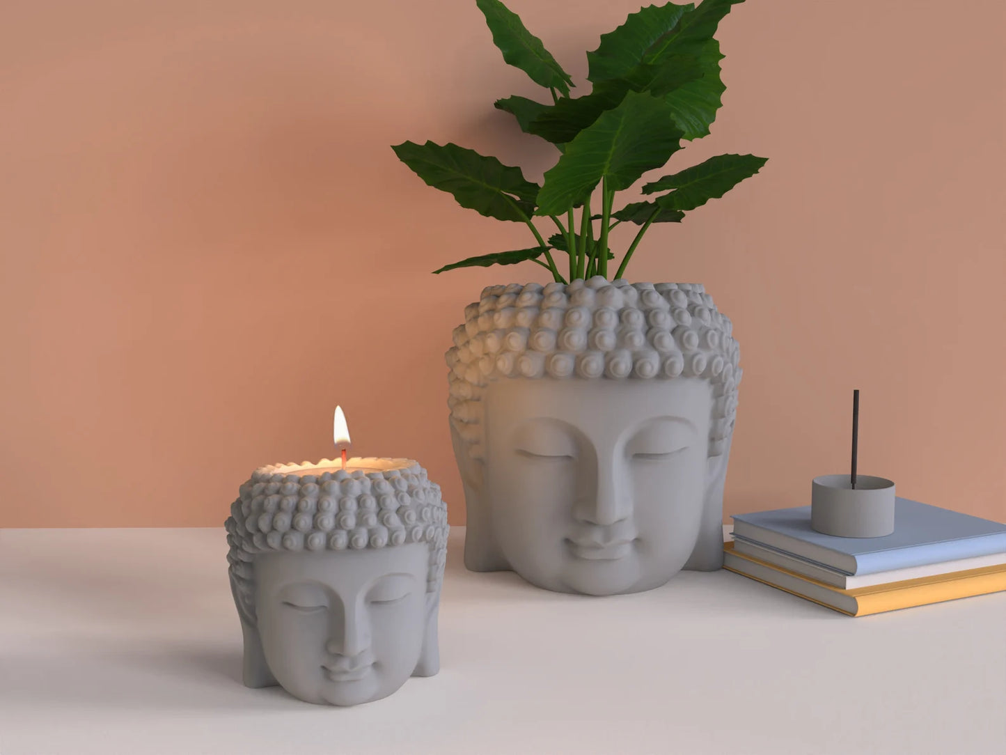 ZenBloom Buddha Head Planter – Spiritual Concrete Pot by Squircle Decor