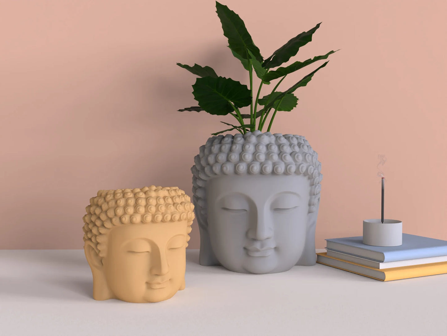 ZenBloom Buddha Head Planter – Spiritual Concrete Pot by Squircle Decor