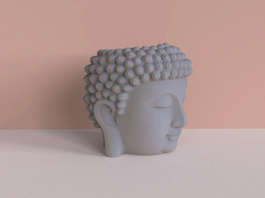 ZenBloom Buddha Head Planter – Spiritual Concrete Pot by Squircle Decor
