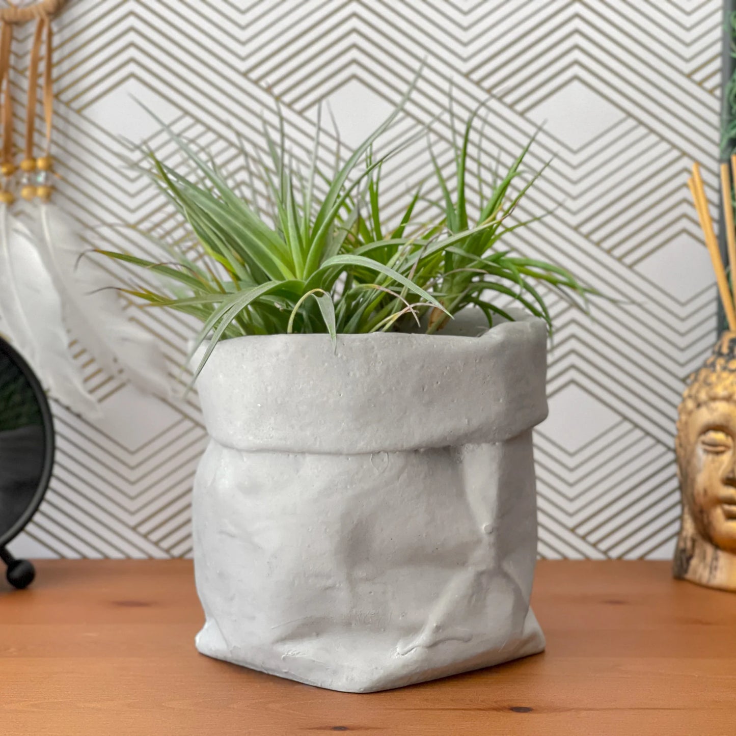 The Concrete Sack Bag Flowerpot by Squircle Decor