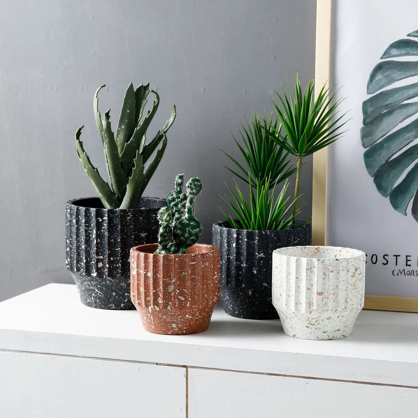 TerraForm Concrete Planter Set – Modern Indoor Plant Pots by Squircle Decor
