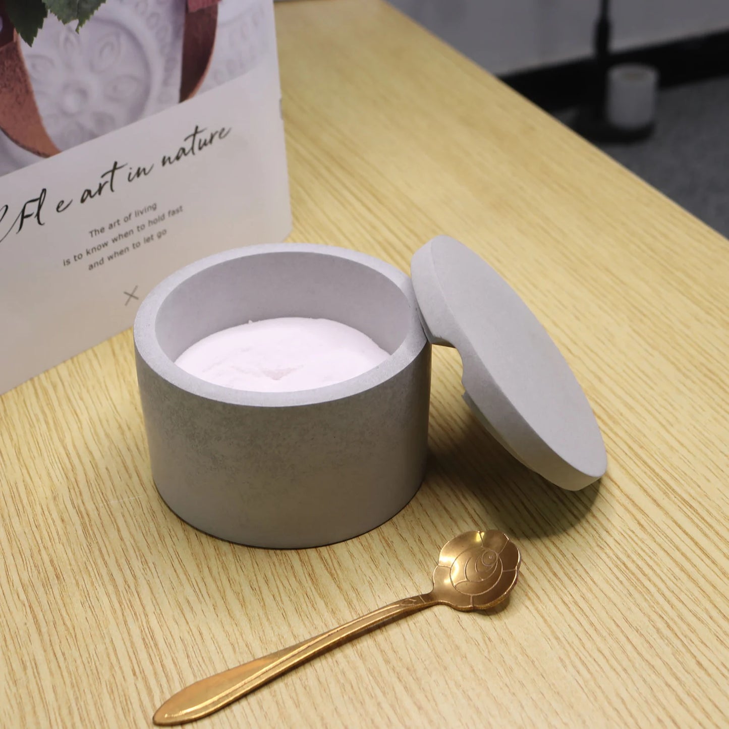 StoneVault Concrete Storage Box – Minimalist Organizer by Squircle Decor