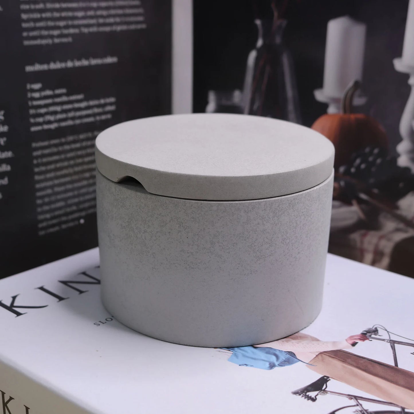 StoneVault Concrete Storage Box – Minimalist Organizer by Squircle Decor