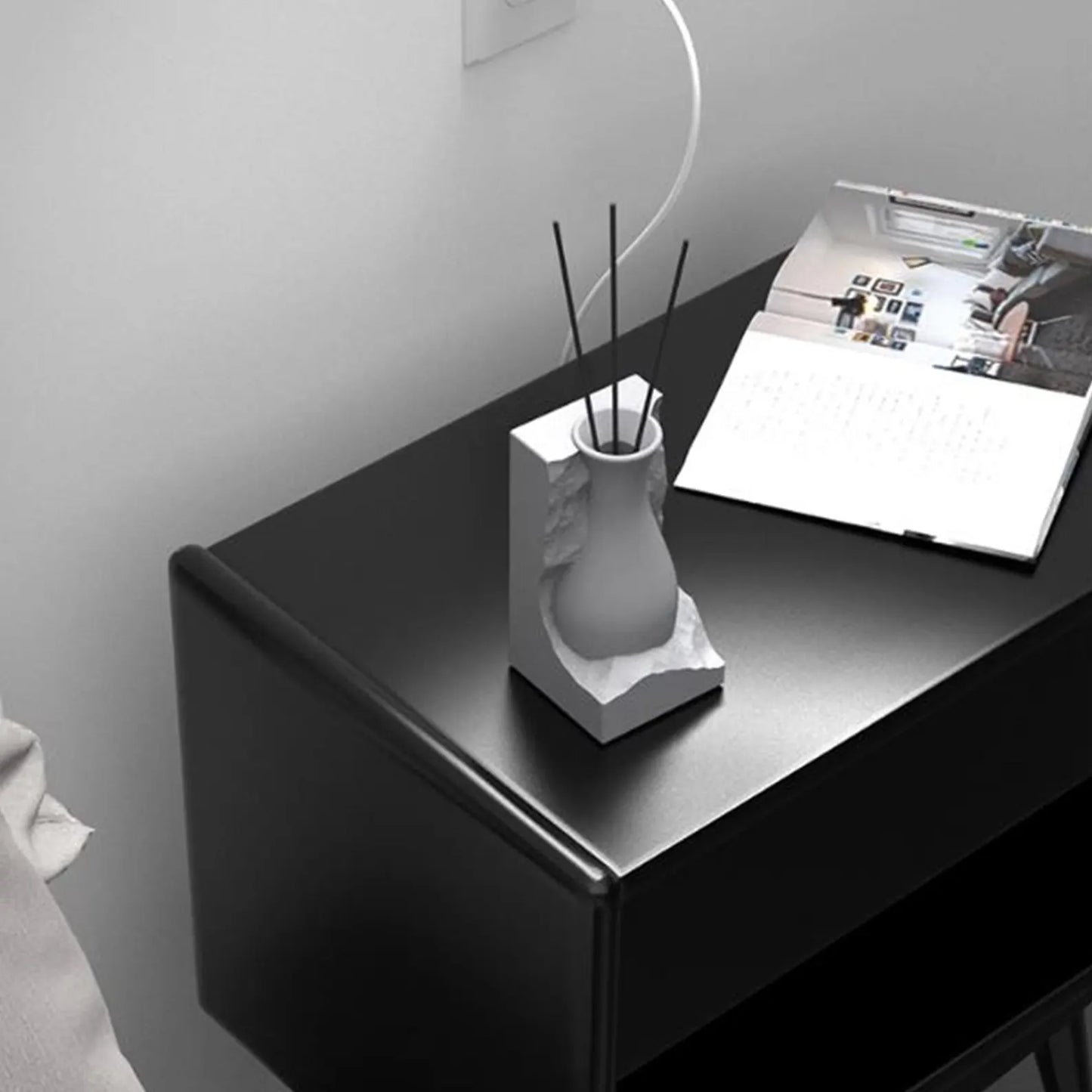 Broken Concrete Incense Stick Holder – Elegant Scent Dispenser by Squircle Decor