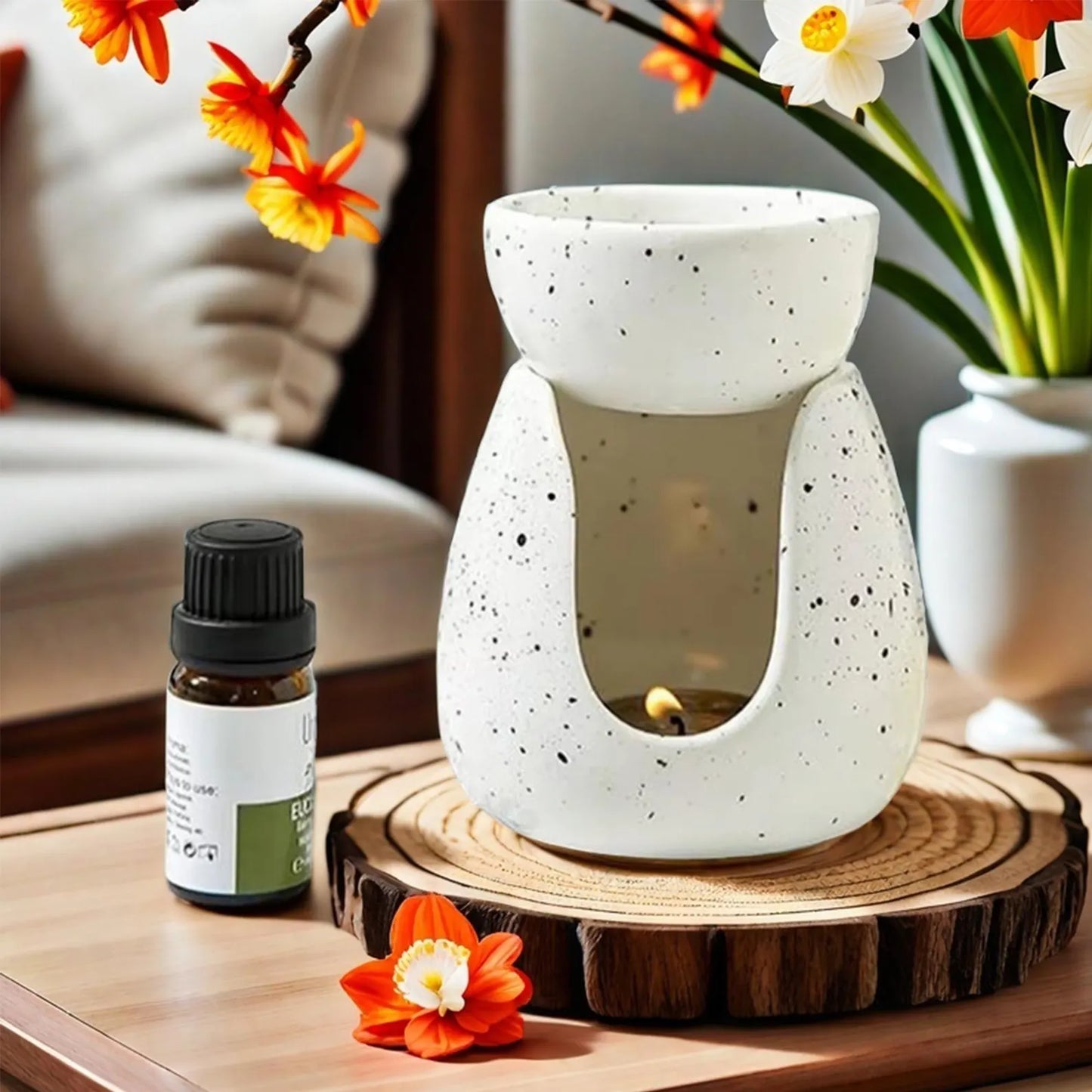 Concrete Essential Oil Burner – Minimalist Aroma Diffuser by Squircle Decor